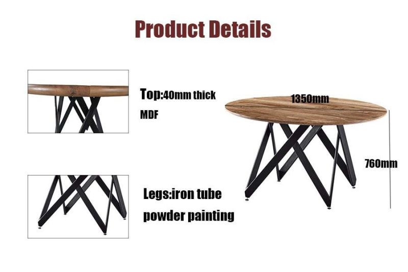 Modern Home Restaurant Hotel Dining Room Simple MDF Iron Steel Dining Table for Outdoor