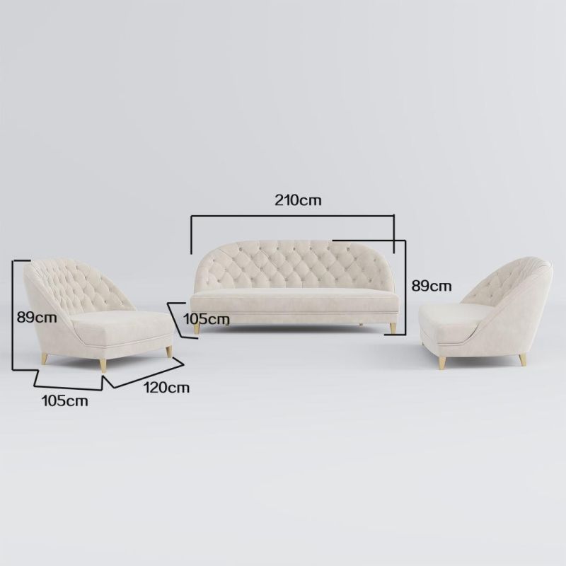 Leisure Fabric Couch Living Room Furniture Stylish Modern Sectional Velvet Comfortable Sofa Set