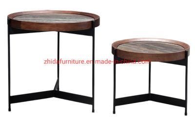 Modern Round Natural Marble Top Side Table