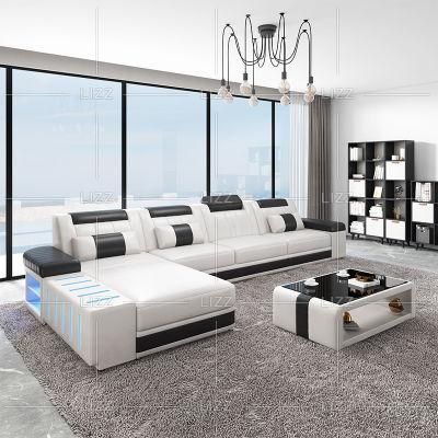 Comfortable Modern High Quality Home Hotel Furniture Living Room L Shape Genuine Leather Sofa