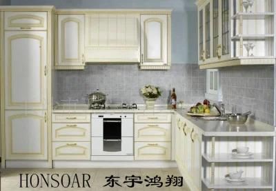 PVC Themfoil Door Kitchen Cabinet with Melamine MDF, Particle Board, Plywood