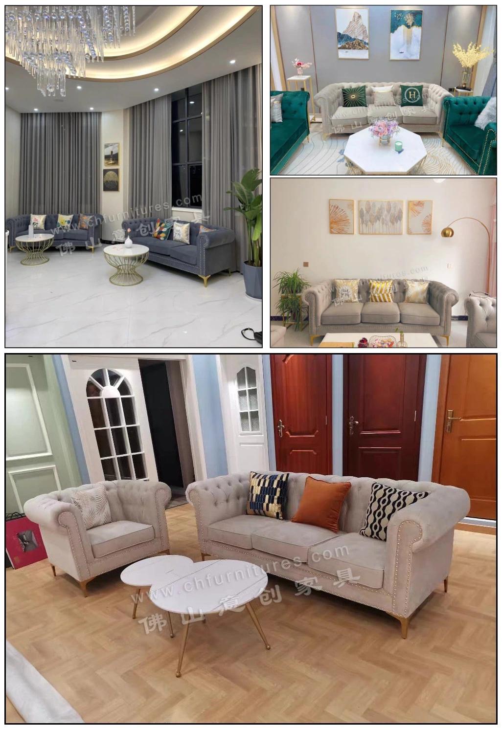 Nice Design Luxury Home Shopping Mall Leisure Furniture Modern Velvet Blue Sofa Set
