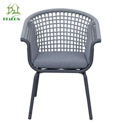Modern Commercial Restaurant Aluminum Outdoor Rope Dining Chair