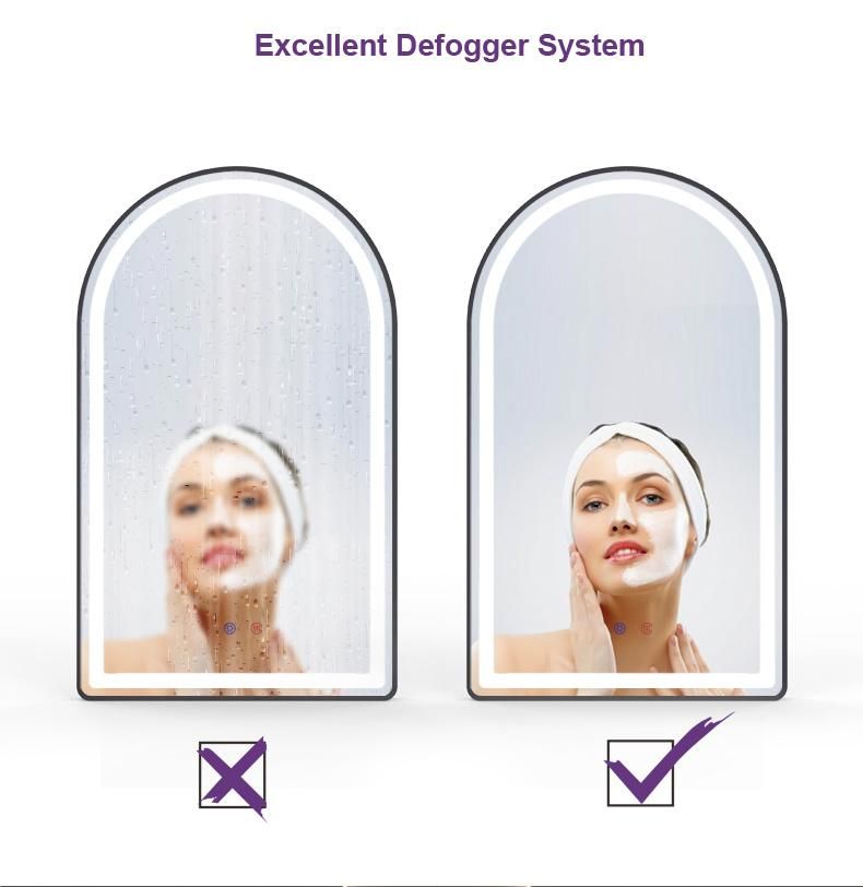 Aluminum Frame Arch Shape Bathroom LED Mirror with Defogger Function