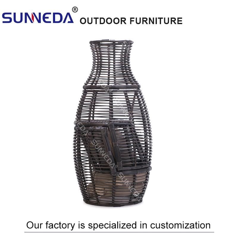 Rattan Outdoor Furniture Table & Chair Set with Glass for Family Gathering Hotel Poolside Party
