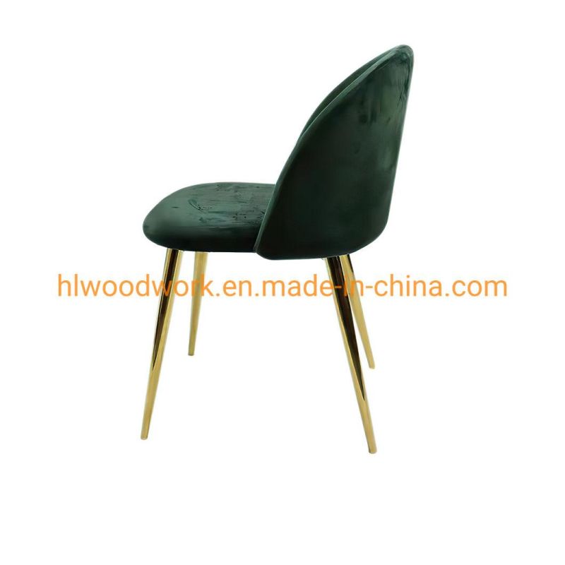 Factory Simple Low Price Home Indoor Velvet Micro Fabric Leisure Armrest Restaurant Hotel Modern Metal Nordic Upholstered Dining Chair Wholesale Market Chair