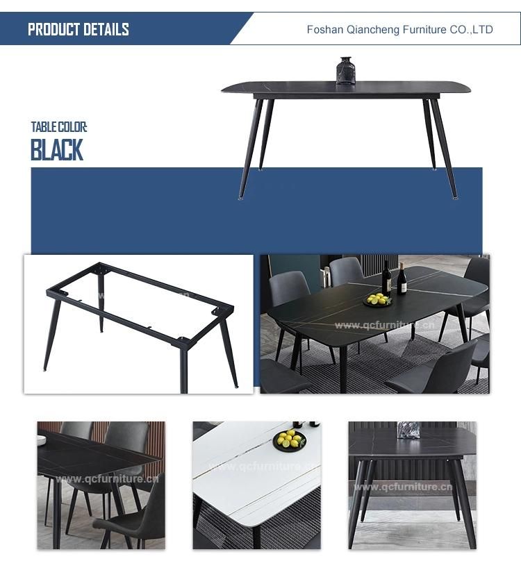 Home Furniture Black Carbon Steel with Sintered Stone Dining Table