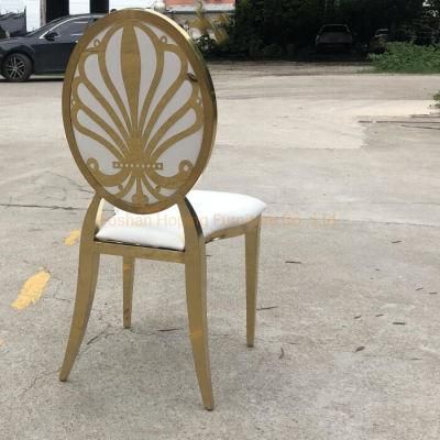Stackable White Chair Gold Stainless Steel Wedding Event Dining Banquet Chair Outdoor Wedding Event Party Furniture Folding Chairs