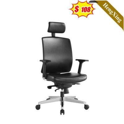 Simple Design Office Chairs Black PU Leather Fixed Metal Legs Training Chair