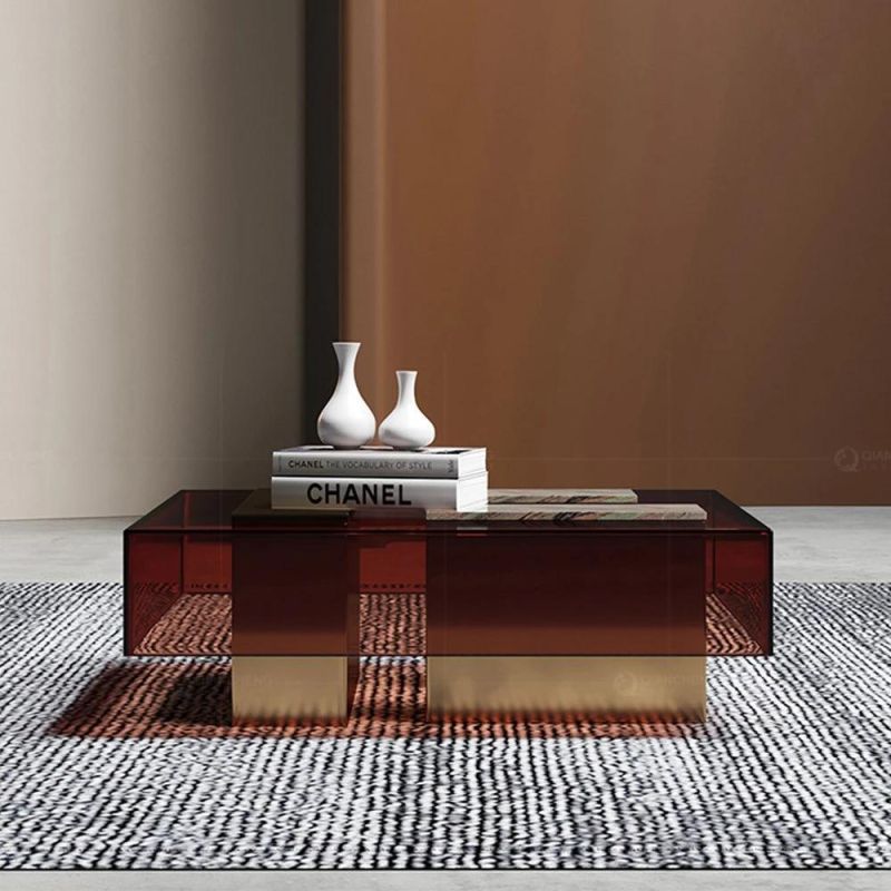 Hot Sale Transparent Modern Steel Colored Acrylic Coffee Table