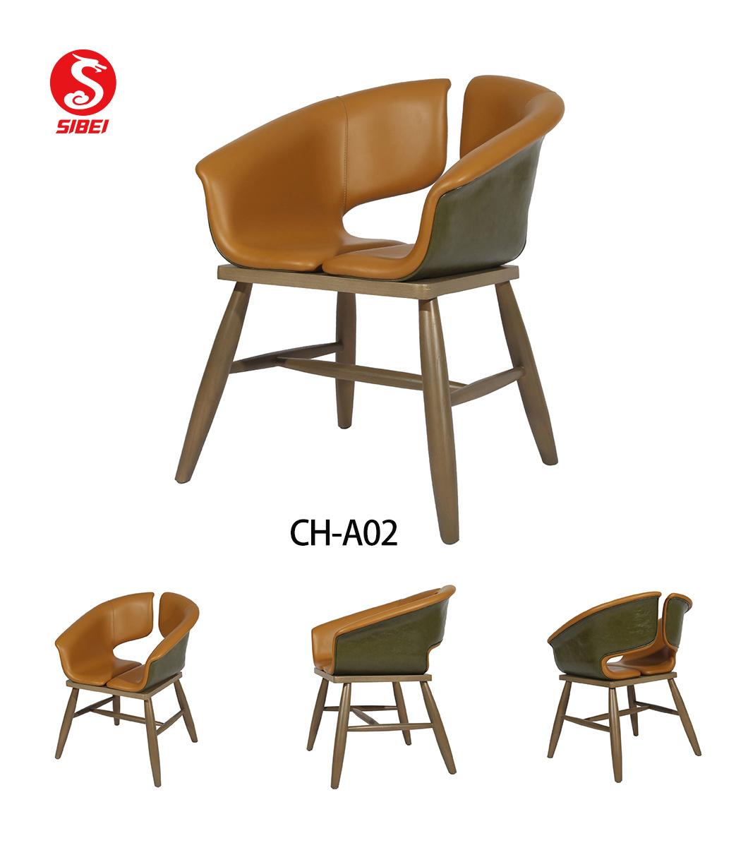 Modern Hotel Furniture Wooden Frame High-Density Rebound Sponge Hotel Dining Leisure Chair