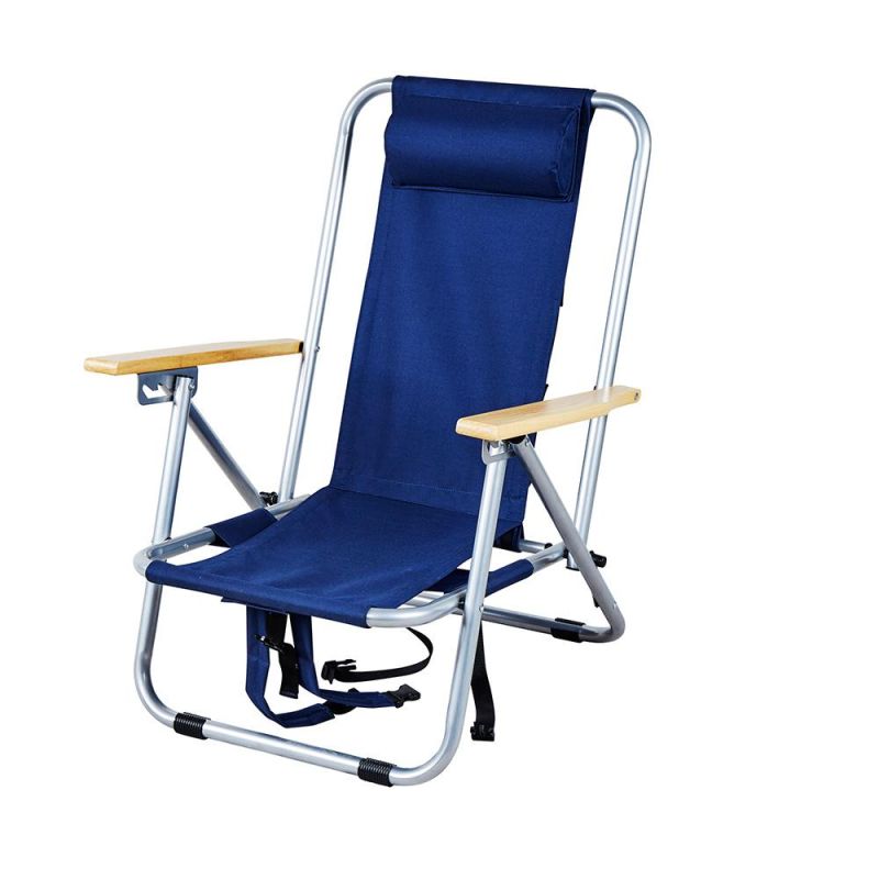 Adjustable Steel Folding Beach Chair with Armrest