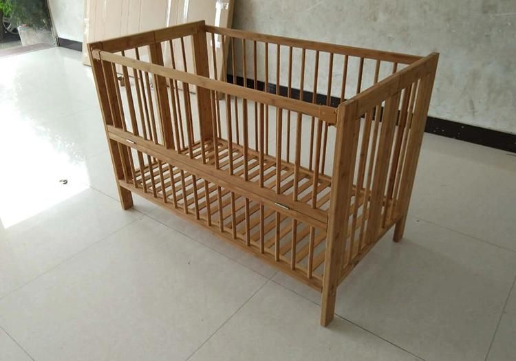 Bamboo Wood Convertible Round Baby Bed Cribs, Baby Nursery Furniture