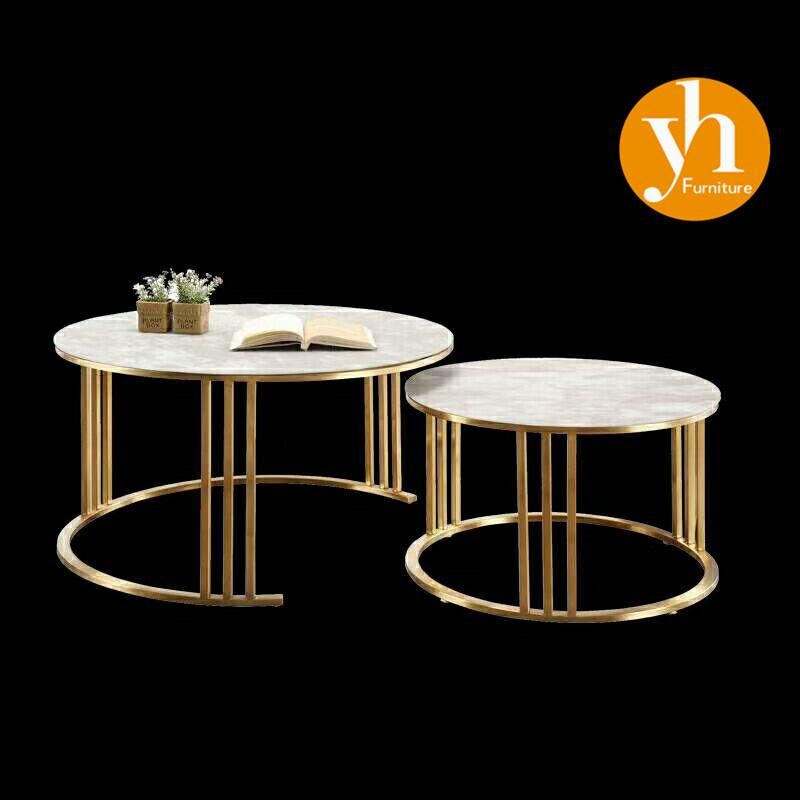 10 mm Tempered Glass Living Room Furniture Stainless Steel Legs Silver Rose Golden Side Table Console Table 25 mm Marble Coffee Table