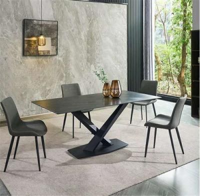 X V Base Design Modern Dining Table Banquet Table and Chairs Commercial Wooden Restaurant Dining Table