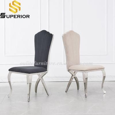 High Back Black Velvet Dining Chair with Metal Legs for Sale