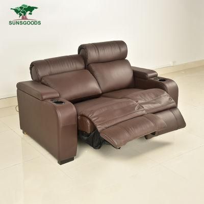 Most Popular Luxury European Modern Style Living Room Top Grain Leather Recliner Sofa Set Furniture