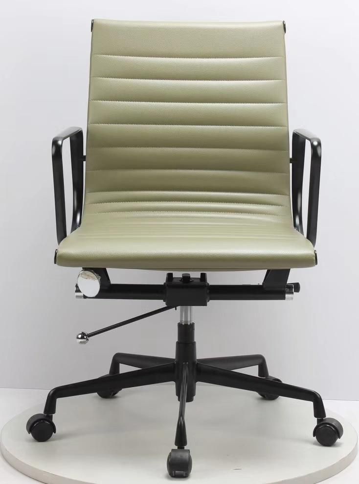 Classical Low Back Swivel Office Aluminum Leather Chair