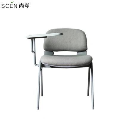 Wholesale Modern Black Conference Chair Dimensions College Folding Study Training Room Chair with Writing Pad Tablet on Wheels