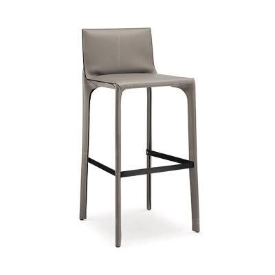 Luxury Furniture Counter High Stool Metal Frame Leather Bar Chair