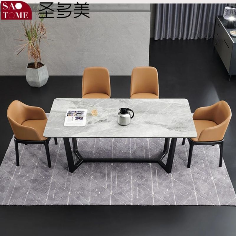 Modern Rock Board Furniture Carbon Steel V-Shaped Table