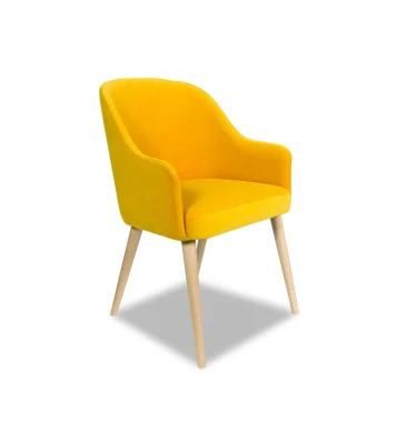 Modern Design Hotel Coffee Velvet Fabric Armchair Wood Legs Comfortable Dining Chair