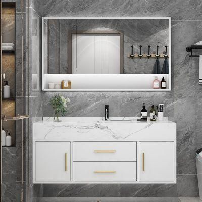 Marble Melamine Solid Wood Bathroom Cabinet Modern Simple Cabinet Smart Mirror Cabinet