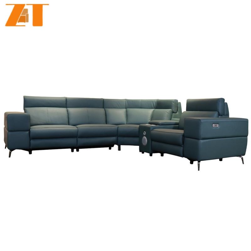 Intelligent Modern Home Living Room Sectional Green Couch Set Smart L Shape Leather Lazy Sofa