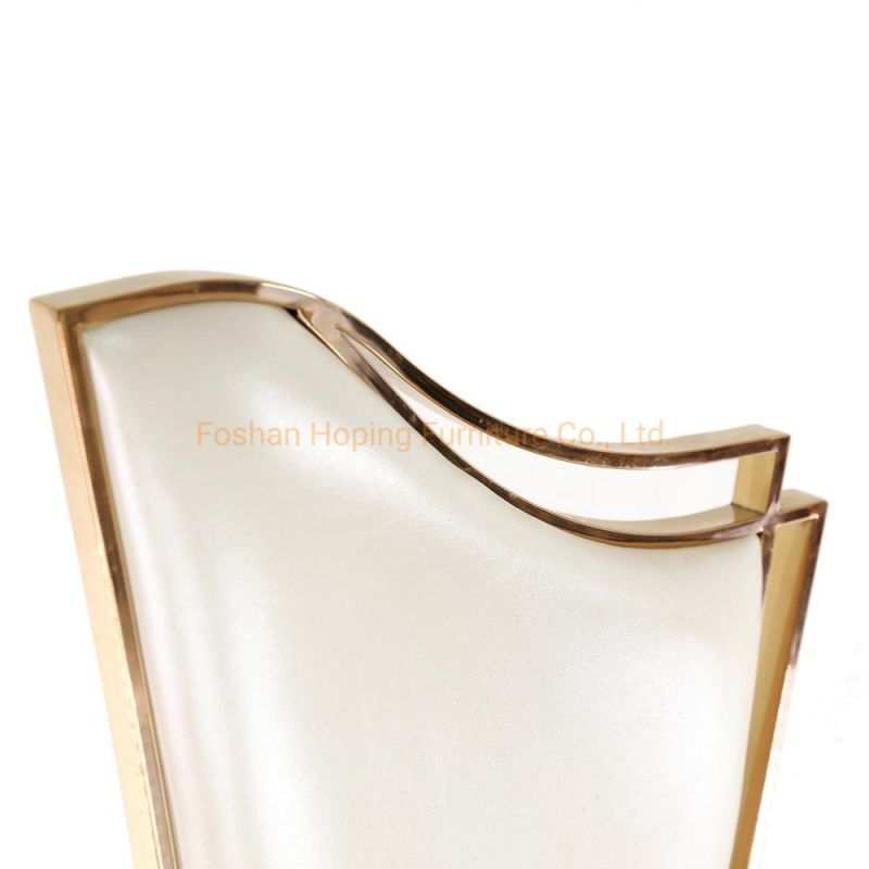 Luxury Home Wedding Furniture White PU Leather Royal Stainless Steel Rose Gold King Throne Chair