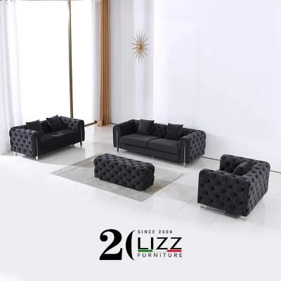 Latest Design Chesterfield European Modern Living Room Leisure Fabric Sofa Set