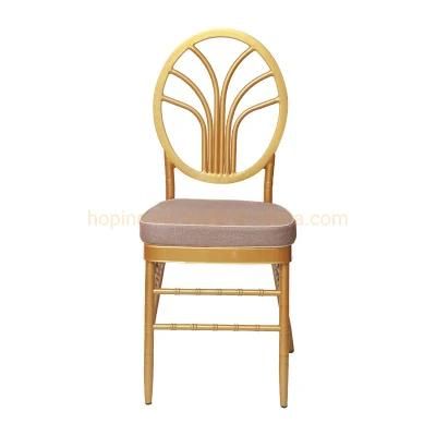 Cheaper Furniture Fan Back Chair with Seat Chesterfield Wedding Chair Banquet Aluminum Antique Cross Back Restaurant Dining Chair Used
