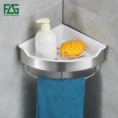 Flg Corner Triangle Shaped Bathroom Basket Stainless Steel Bathroom Rack