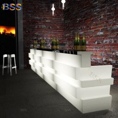 Custom Home Bar Counter LED Light White Drink Bar Counter