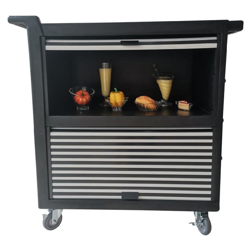 Hotel Food Service Trolley with PP Plastic Kitchen Plate Collector Cleaning Service Cart