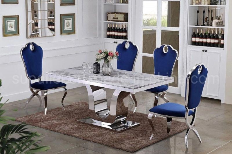Modern Home Furniture White Marble Dining Table 4 Seater