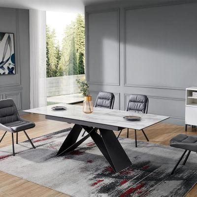 Extendable Dining Table Extending Italian Design with Ceramic Table Top Metal Base