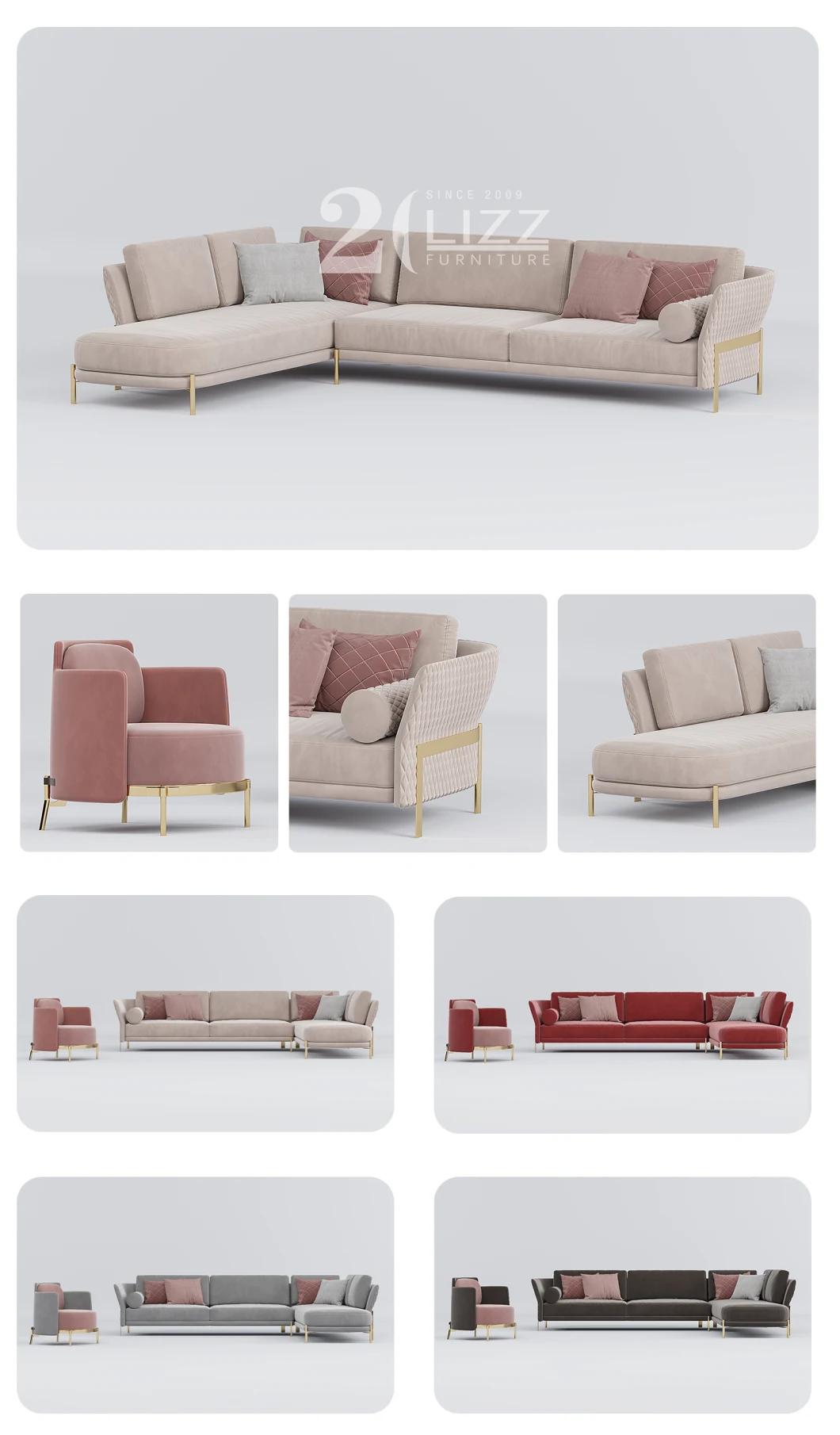 Contemporary Nordic Minimalist Design Stylish Velvet Couch Living Room Sofa Leisure Fabric Sofa Set with Single Sofa