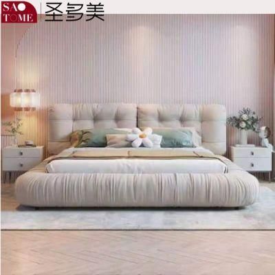Modern Hotel Bedroom Furniture Cloud Style Matte Cloth Russian Imported Larch Double Bed