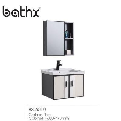 Modern Style Sanitary Ware Hotel Furniture Wall-Mounted White Carbon Fiber Bathroom Sink Cabinet