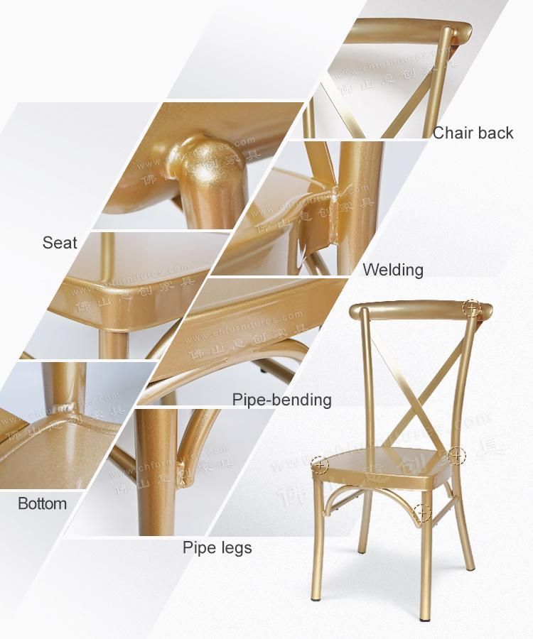 Yc-A68-10 Hot Selling 2019 Stackable Cross Back Gold Wedding Chair