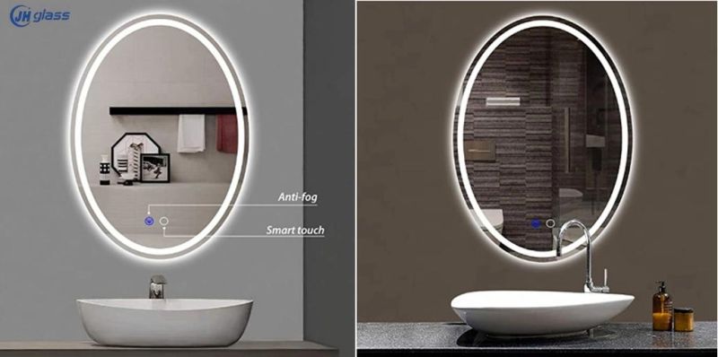 Wall Mounted Backlit Lighted Makeup Oval Shape LED Vanity Bathroom Mirror with Touch Sensor, Dimmable, Warm/White/Gradient Color Temperature