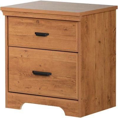 Light Brown Nightstand Bedside Furniture with 2-Drawer