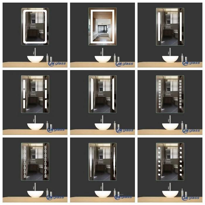 Decorative Wall Mounted Black Metal Frame Bathroom Lighted 5000K LED Mirror