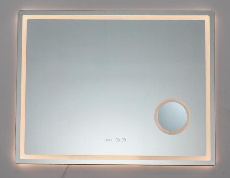 Customized Modern Bathroom LED Lighting Wall Hanging Silver Bathroom Mirror with Magnifying