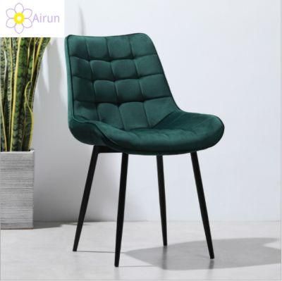 New Black Painted Metal Legs Upholstered Chair for Office Reception Dining Chair