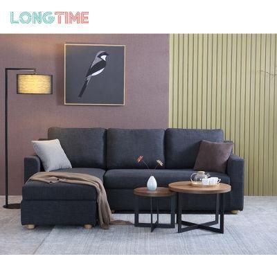 OEM L Shape Corner Modern Fabric Upholstery 3 Seater Fashion Sofa with Function Chaise Living Room Furniture