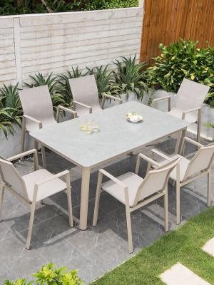 Modern Outdoor Table and Chairs Courtyard Villa Terrace Garden Lounge Chairs Outdoor Teslin Mesh Table and Chairs