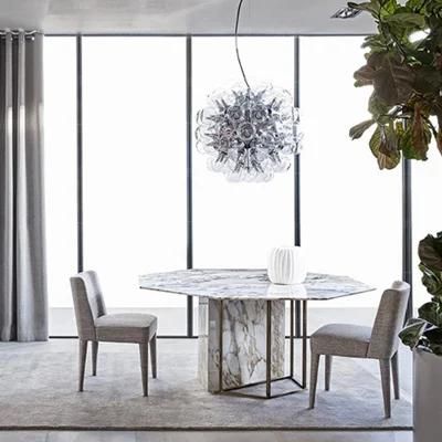 Marble Round Dining Table for 8 People Golden Stainless Steel Round Dining Table Modern Minimalist Designer Creative Furniture