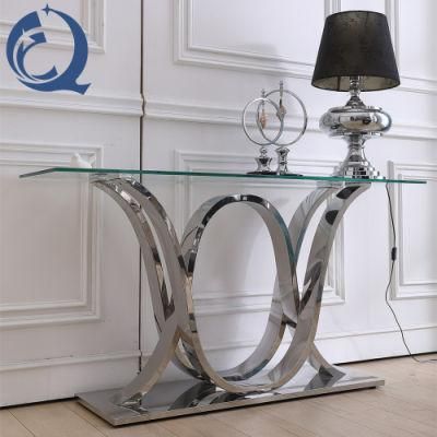 New Modern Stainless Steel Base Glass Dining Sideboard Console Table
