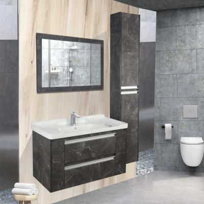 Black Stainless Steel Bathroom Cabinet with Side Cabinet and Mirror